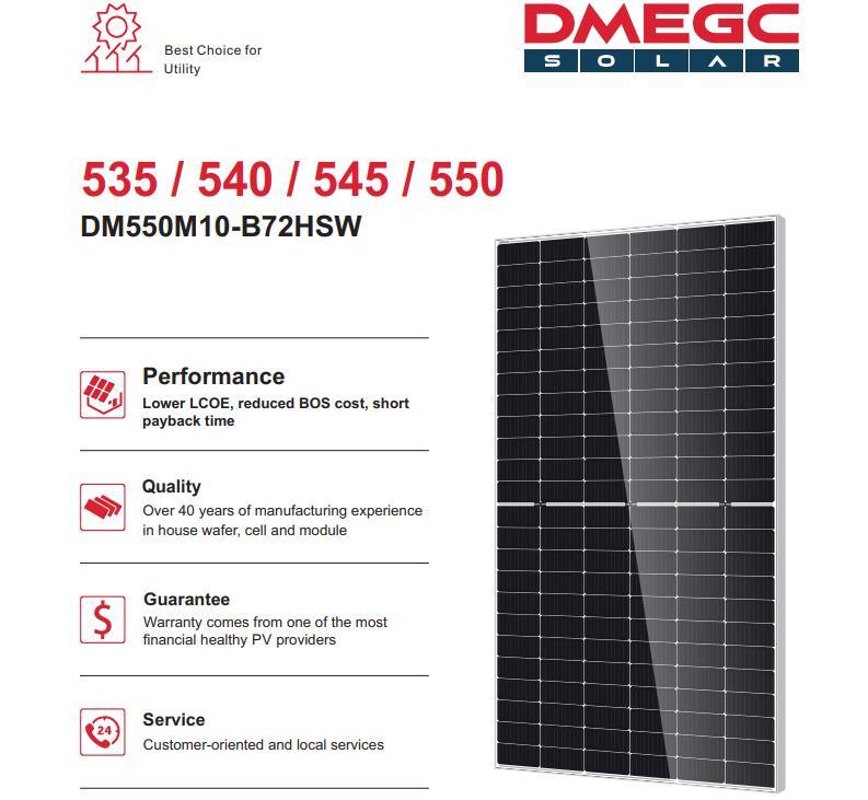 Dmegc Solar Panel Price Solar Panel Industrial 535W 540W 545W 550W Monocristaline Wholesale China Solar Panels