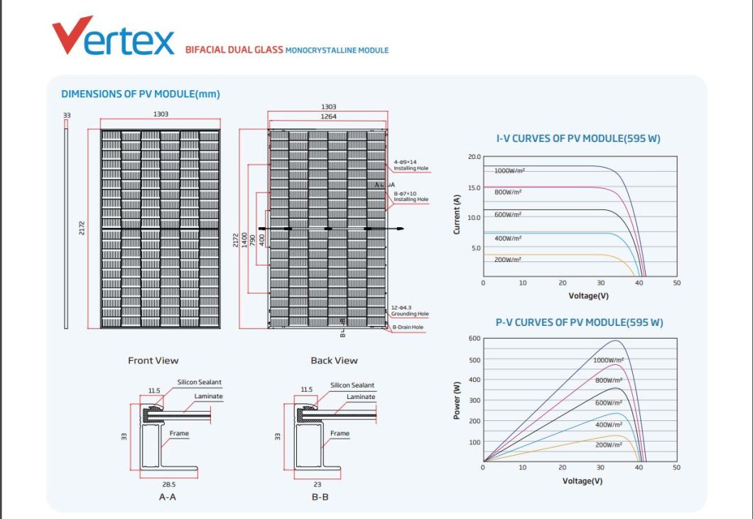The Manufacturer Directly Supplies Tsm Double-Sided 605W Polycrystalline Silicon Solar Panel Photovoltaic Charging Panel