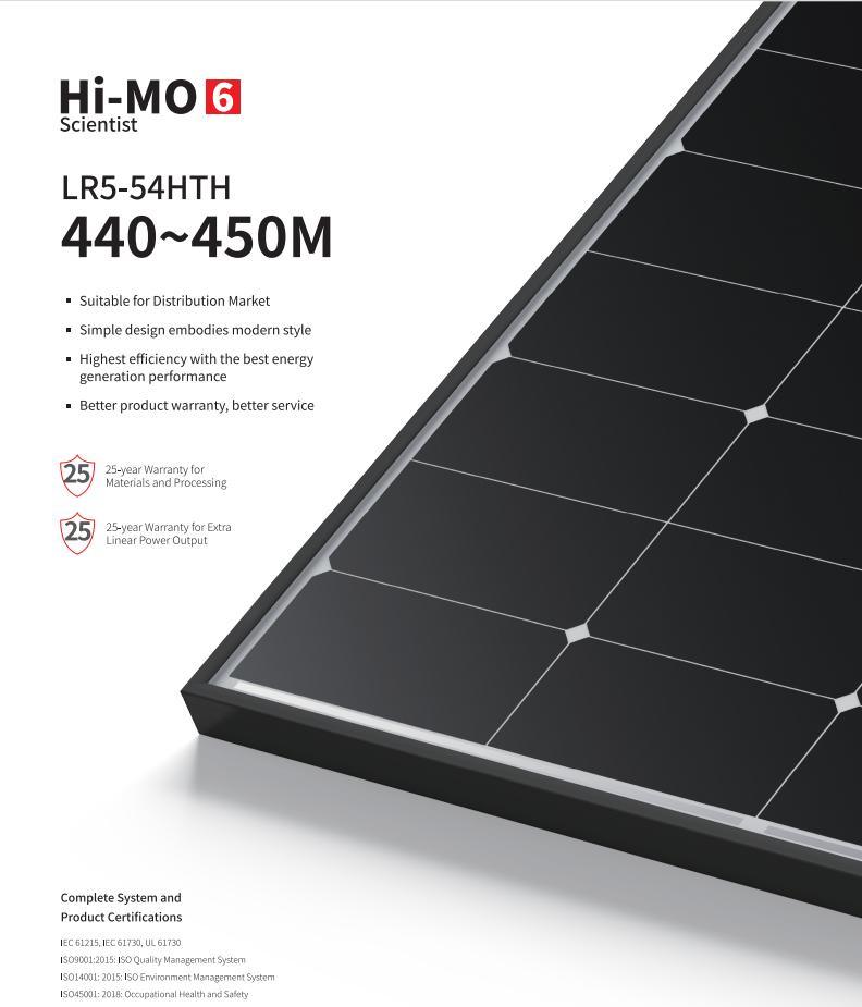 Longi Tier 1 440W Mono Solar Panel 445W450W Price Solar Power Panel with Black Frame