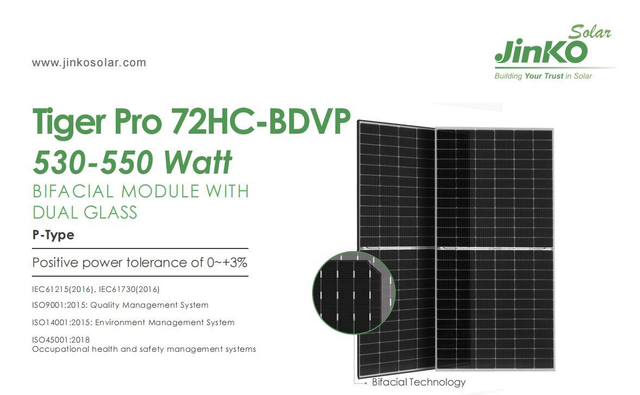 Jinko Solar Mono Panel Market Paneles Solares 550W Facial P-Type PV Modules 540W Jinko