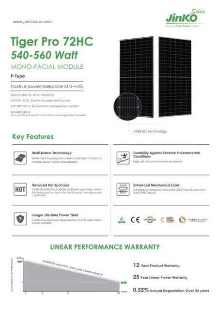 550W Solar Panel Jinko Solar Panels Jinko Tiger Neo 550W 560W 570W Solarmodul 540W Jinko Solar Panel for Home
