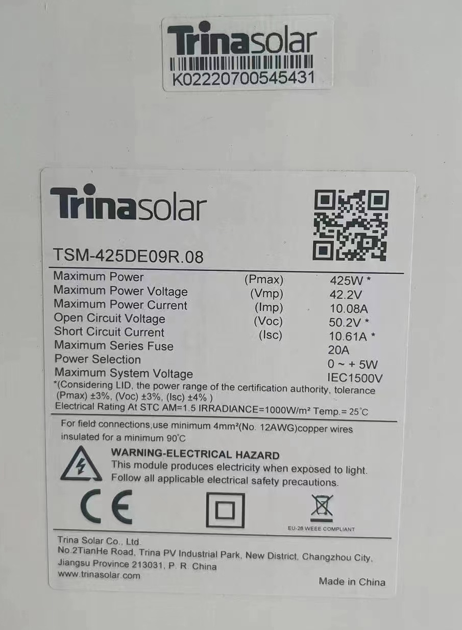 Tier 1 Trina N Type Black Frame 420W 430W 440W A Grade Solar Panels for Home
